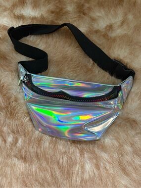 Fashion Nova Iridescent Hologram Fanny Pack - Rainbow Sheen